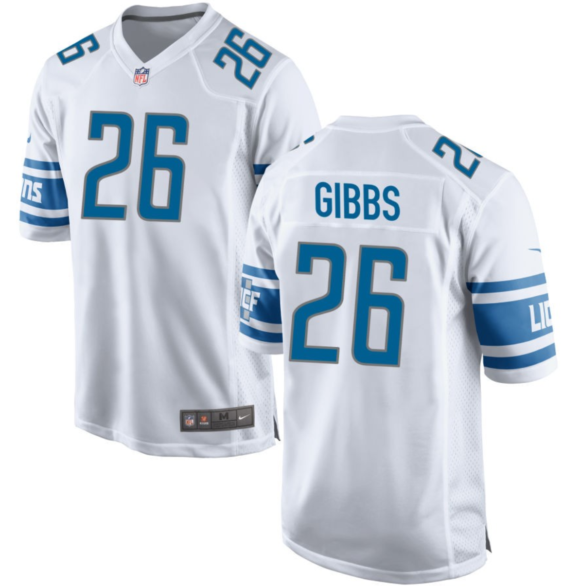 Detroit Lions #26 Jahmyr Gibbs White Stitched Game Jersey